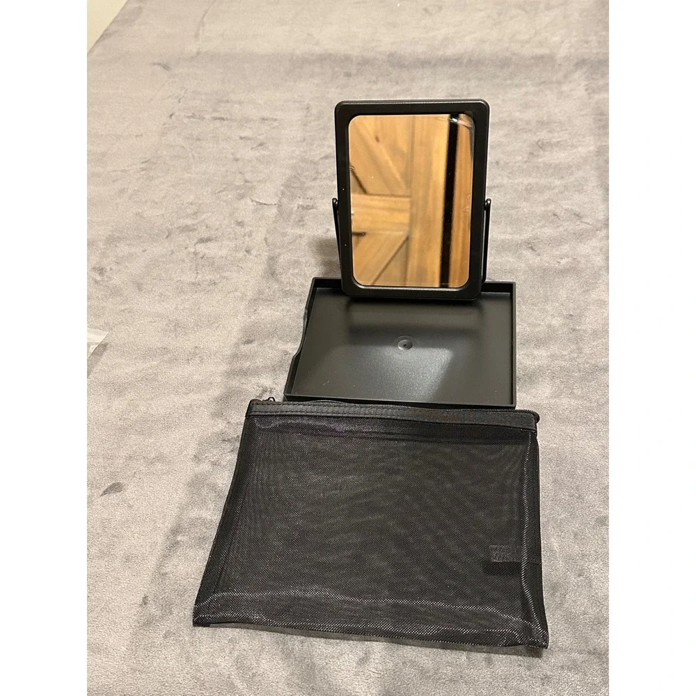 3- Mary Kay Face Case Mirror Black Foldable Travel Vanity Mirror with Pouch New